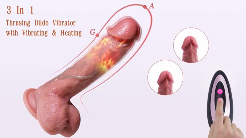 Dildo in silicone liquido impermeabile da 8,27" con 10 vibrazioni, rotazione a 360°, riscaldamento, telecomando, ricaricabile - per stimolazione del punto G, coppie e regali