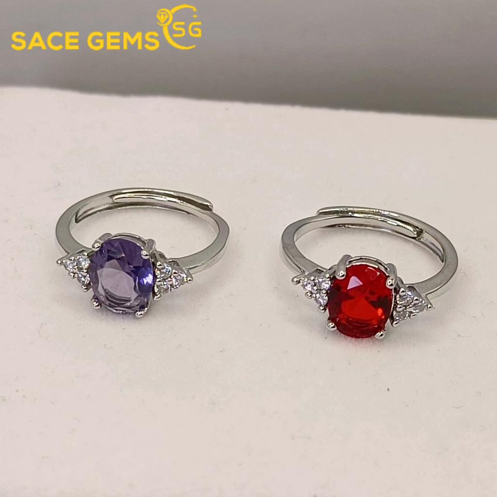 Sace Gems Classico anello in lega di rame con zirconi, gioielli da donna, promessa di matrimonio, regalo per feste aperto