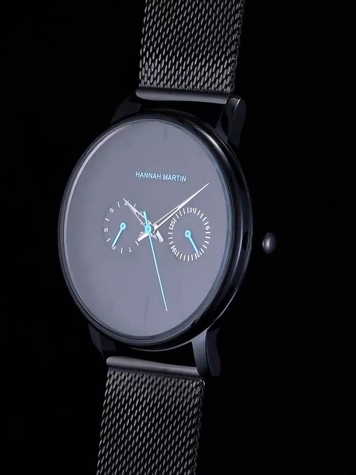 Hannah Martin Men Watches Minimalist Mens Fashion Ultra Thin Watches Simple Men Business Stainless Steel Mesh Belt Quartz Wrist Watch