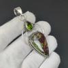 Pendantiv din Piatră Prețioasă Jasp Sânge de Dragon Natural, Argint 925 Sterling - Design Lucrat Manual, Bijuterii pentru Purtare Zilnică, Pandantiv Unic cu Peridot Cadou de Paște