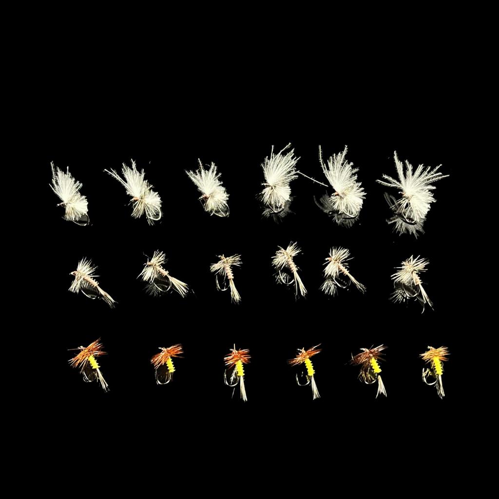 6PCS#20 Barbless Mayfly Midge Emerger and CDC Parachute Dry Fly Rooster Hackle Insect Bait For Trout Grayling Perch Fishing Lure