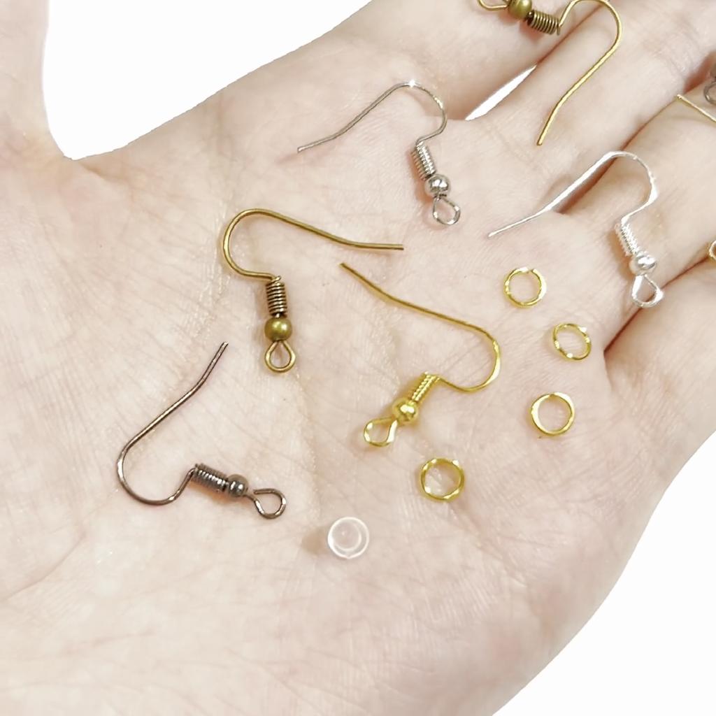 300 pz/set Kit Gancio Orecchino Ipoallergenico Mix-colore Fili per le Orecchie Ami da Pesce Anelli di Salto Aperti Tappi per Le Orecchie per Orecchino Fare Riparazione