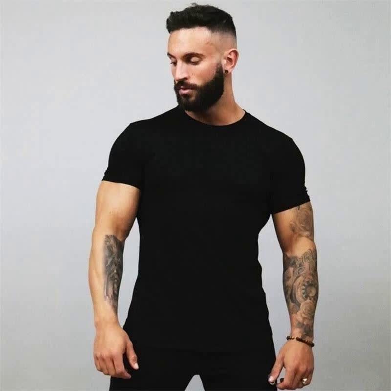 Muscleguys Men's Slim Fit Summer New Muscle Showing Print Leisure Training Outdoor Running Top