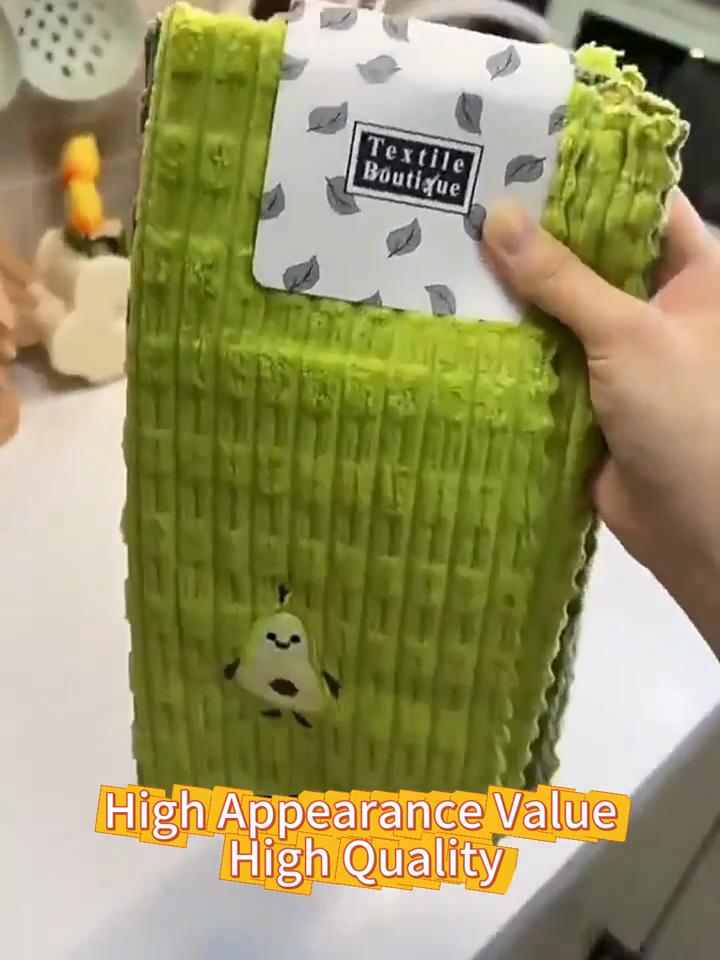 4pcs Avocado Embroidered Dish Cloths Multi-Functional Towels Thickened Kitchen Towels Soft Bathroom Hand Towels Cleaning Cloths