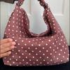 Polka Dot Canvas Shoulder Bag for Women with Adjustable Strap and Spacious Design