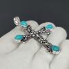 Turquoise Gemstone Pendant Turquoise Natural Gemstone Handmade 925 Sterling Silver Cross Pendant For Gifts Pendant For Her, Women Jewelry