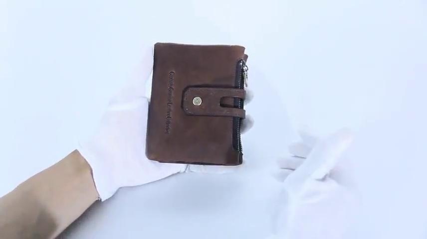 Johnature Genuine Leather Wallet Crazy Horse Unisex Vintage Natural Cowhide Short Wallets Men & Women Coin Purse