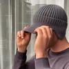 Warme Wintermütze mit Fleece-Futter für Herren, Ärmelmütze, Ohrenschutz, Winter-Kälteschutz, Thermo-Strickmütze, Wollmütze, Motorrad-Gesichtsmaske,