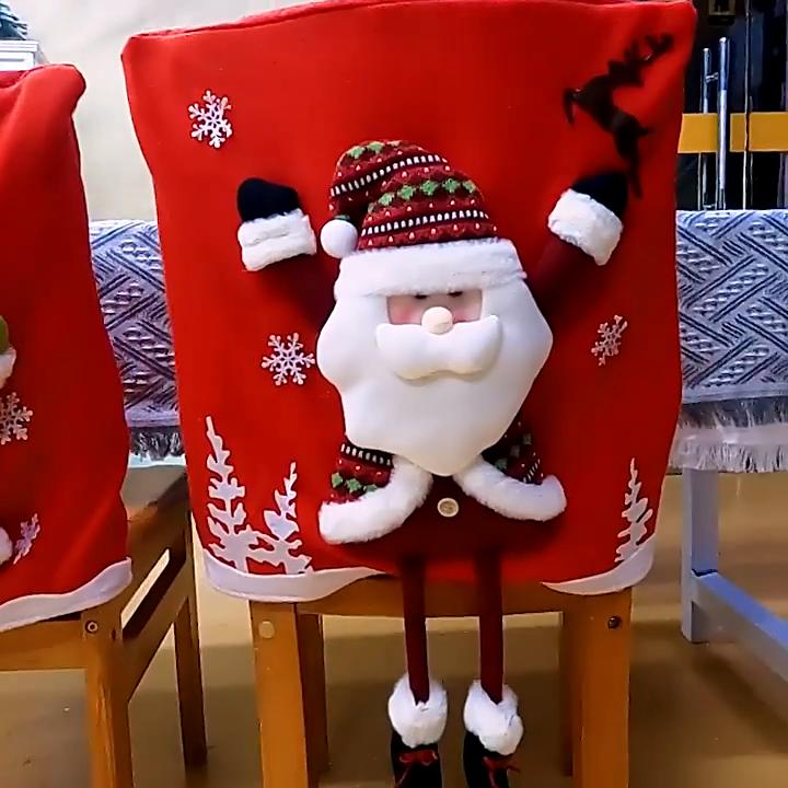 Різдвяна наволочка на стілець Сніговик Санта Клаус Олень Різдвяна прикраса для столу Наволочка на обідній стілець Різдвяні вечірні приналежності
