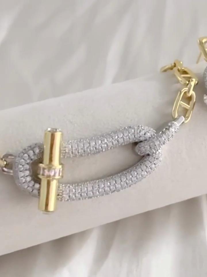 18K Guldpläterad Koppar Zirkon OT-spänne Halsband Armband Ring Örhänge För Kvinnor Fest Bankett Smyckesset Tillbehör