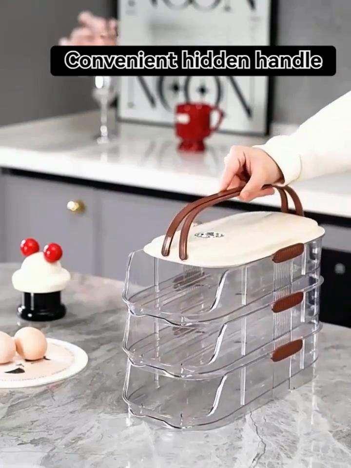 Multi-Layer Egg Storage Box with Handle for Kitchen or Refrigerator