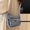 Women's Bag Vintage Denim Bag Travel Crossbody Bag Multi-Layer Shoulder Bag Underarm Bag