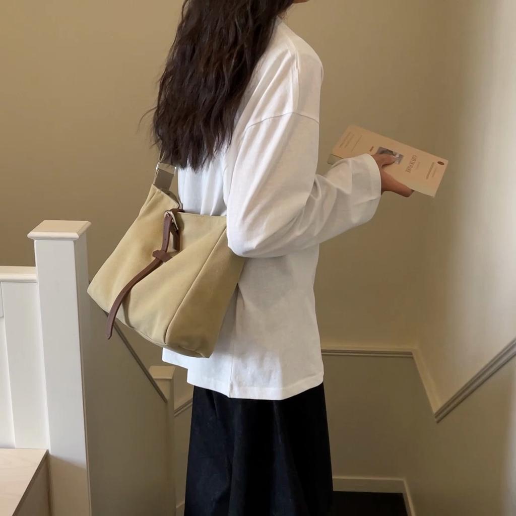 Vintage Canvas Crossbody Bag Tooling Style Shoulder Bag Women Commuter Tote Bag