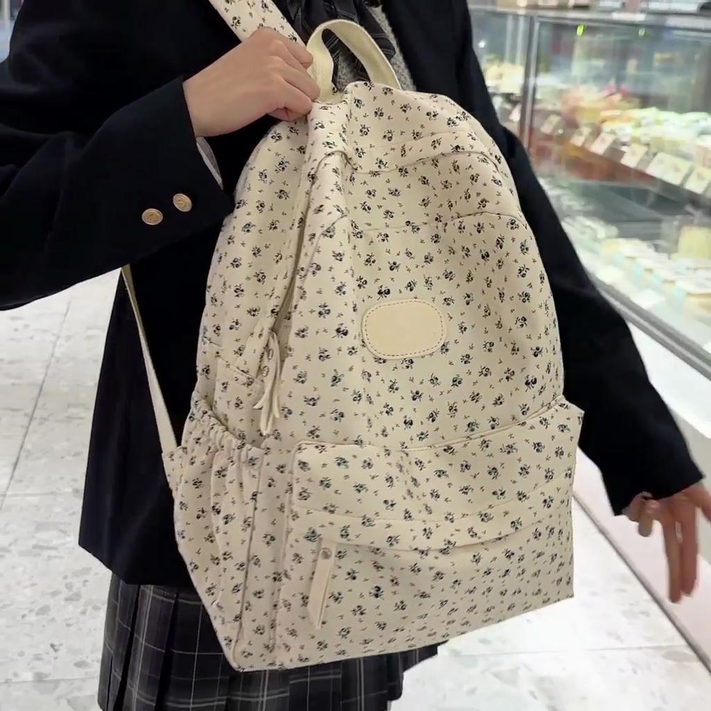 Zaino Studentesco Stile College per Ragazze con Stampa Floreale