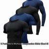 5 Pack Men's Workout Compression Shirts Short Sleeve Shirts, Black, Blue, White