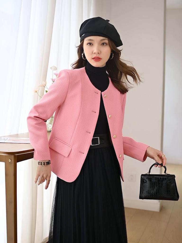 Giacca da abito rosa profumata di alta qualità Donna Primavera e autunno Nuovo piccolo costume da celebrità popolare con temperamento