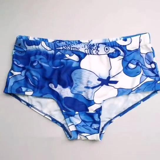 Men Fashion Swimwear Men's Swimming Trunks Briefs Low Waist with Removable Pad Swimwear Elastic Beach Shorts