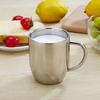 304 Stainless Steel Double Layer Coffee Cup 350ml Thick Handle Mug for Office Use