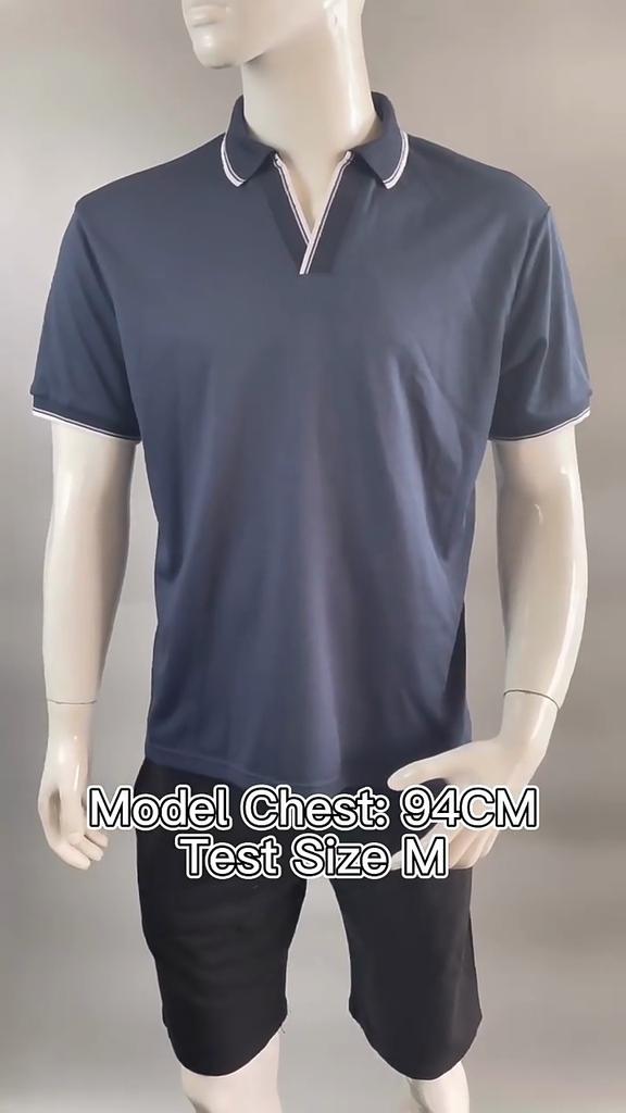 Europese en Amerikaanse Stijl Heren Lente Zomer T-shirt Effen V-hals Poloshirt Werkkleding Mode Korte Mouw Top