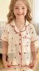 Girls Cherry Print Pajama Set, Short Sleeve Button Down Top & Shorts Sleepwear for Kids 4-7Y