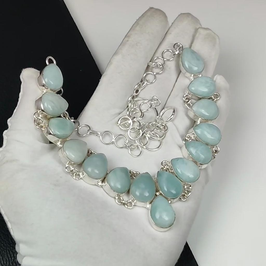 Natural Amazonite Gemstone Handmade 925 Sterling Silver Electroform Necklace, Amazonite Silver For Wife Unisex Necklace Wadding Gifts