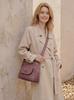 Solid Color Women Crossbody Bag with Ribbed Panel Stud Detailing Elegant Faux Leather Shoulder Bag for Daily Wear