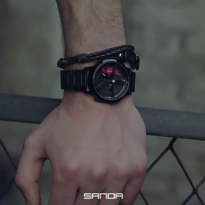 SANDA Neue Herrenuhr Mode Herren Trend Hohlzifferblatt Uhr Wasserdicht Konzept des Wasserdichtigkeit Konzepts der Herren Auto Rotierendes Quarzuhren
