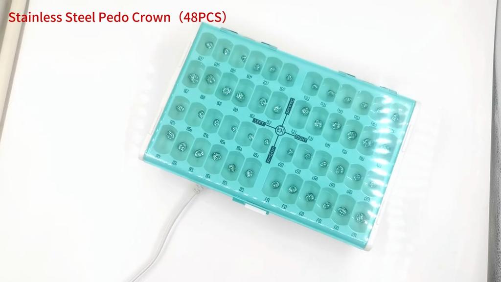 48 Piezas Coronas Molares Primarias Dentales Preformadas de Acero Inoxidable Kit de Coronas Temporales Suministro para Odontología Pediátrica Infantil