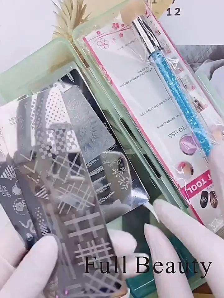 DIY Nail Art Rectangle Stamp Plates Stainless Steel Nail Art Image Templates 6 Different Patterns
