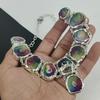 Natürlicher Regenbogen Solarquarz Edelstein Handgefertigt 925 Sterlingsilber Elektroform Halskette, Regenbogen Solarquarz Silber Für Ehefrau Unisex Halskette