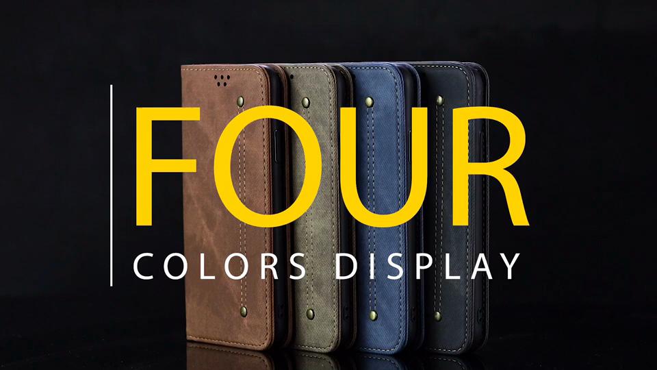 Custodia a portafoglio per rubrica telefonica in pelle denim cowboy di lusso per iPhone 12 Pro Samsung S20 Xiaomi Redmi Slot per scheda Huawei Business Slim Flip Cover magnetica