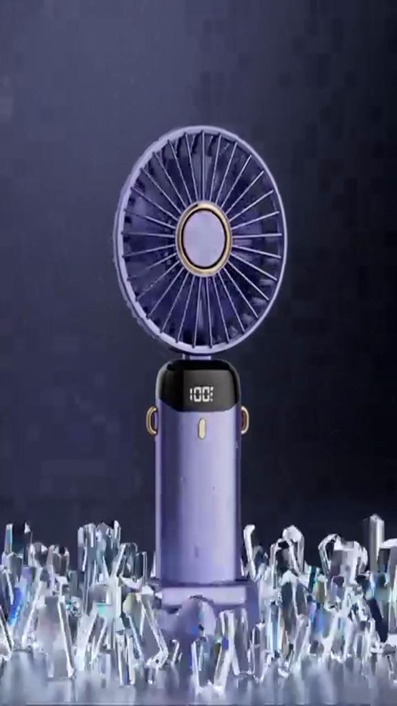 Handheld Mini Fan Foldable Portable Neck Hanging Fans 5 Speed USB Rechargeable Fan with Phone Stand and Display Screen 1800mAh