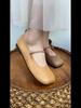 Johnature Jaro Podzim Retro Knoflík Mělká Měkká podešev Ploché Ležérní Loafers s kulatou špičkou Ženy Boty z pravé kůže