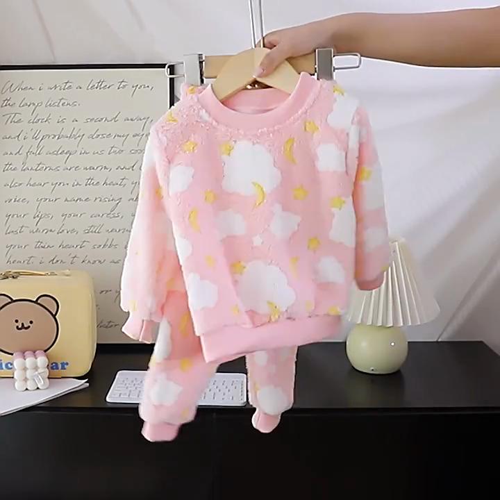 Kinderpyjama Set Winter Jongens Meisjes Fleece Verdikt Flanel Warm Baby Loungewear Kinderen Slaapkleding