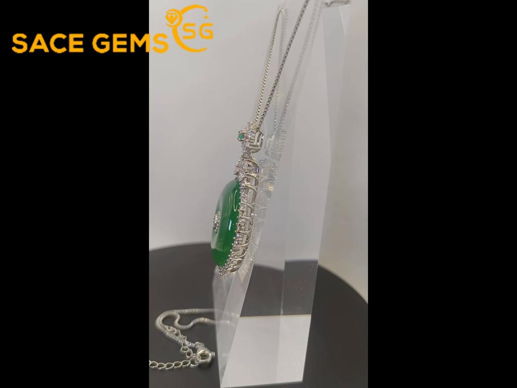 Sace Gems Classica Fibbia Verde Pace Zircone Collana con Ciondolo da Donna Regalo Moda
