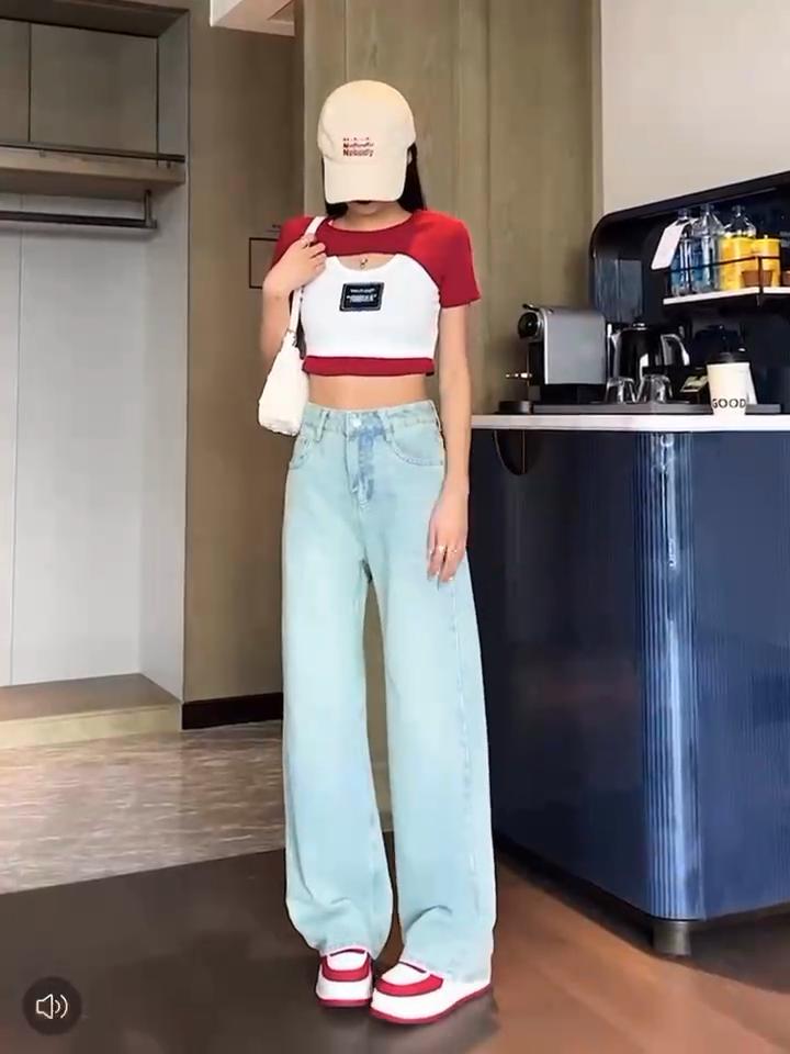Popular Casual Long Pants Female This Year White Jeans Women Summer New Straight Mop Pants Thin Wide Leg Pants