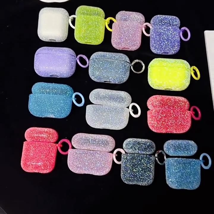 Para Airpods 4 3 2 1 Estuche de Diamantes de Imitación con Brillo Bling Mate Protector Funda Para Airpods Pro 2 Cubierta para Auriculares Bluetooth