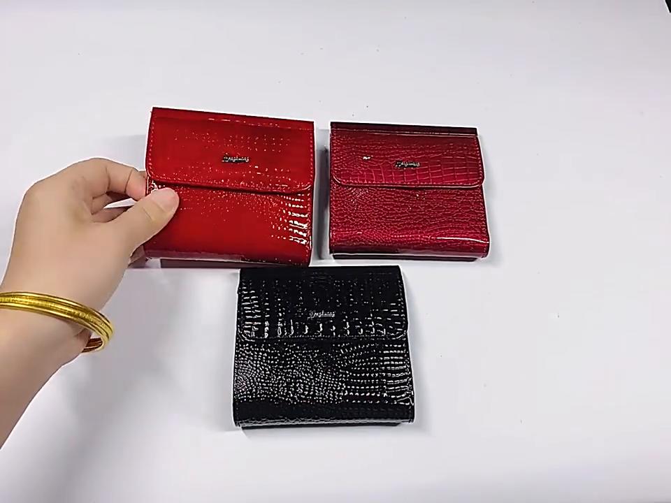 Women Leather Wallets Hot Style Crocodile Pattern Multi-card Patent Leather Female Small Wallet