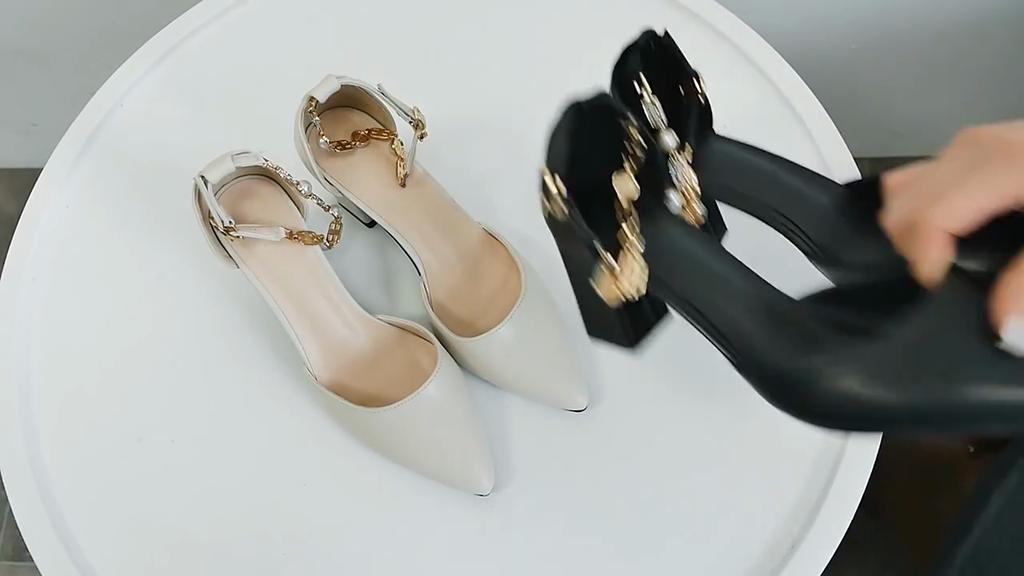 Sandalias de trabajo ligeras con tacón alto, punta puntiaguda y tacón grueso, combinables a la moda.