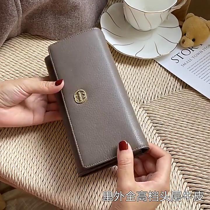 Portafogli lunghi da donna in vera pelle, eccellente primo strato di pelle bovina, pochette, portafoglio bifold ad alta capacità, porta telefono, porta carte