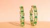 CMM Square Light Green Cubic Zircon Women Big Round Hoop Earrings Brazilian Gold Color Summer Party Jewelry