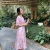 Johnature Robes Style Chinois pour Femmes Col O Manches Courtes Imprimé Floral Été Robe Trapèze