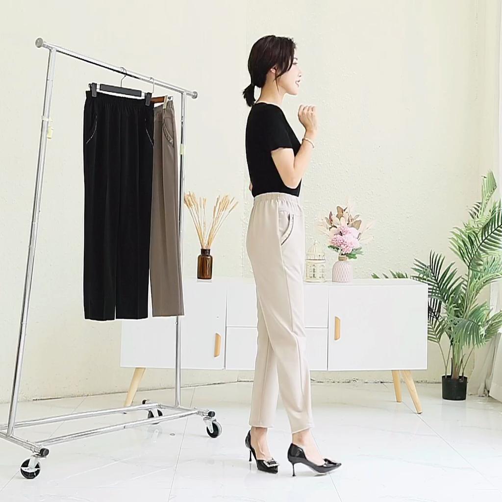 Summer Plus Size Straight Pants Women Elegant High Waist Long Trousers