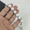 Pietre prețioase de coral alb natural Brățară din argint 925 realizată manual, brățară de safir albastru pentru soție, brățară unisex cadou de ziua tatălui