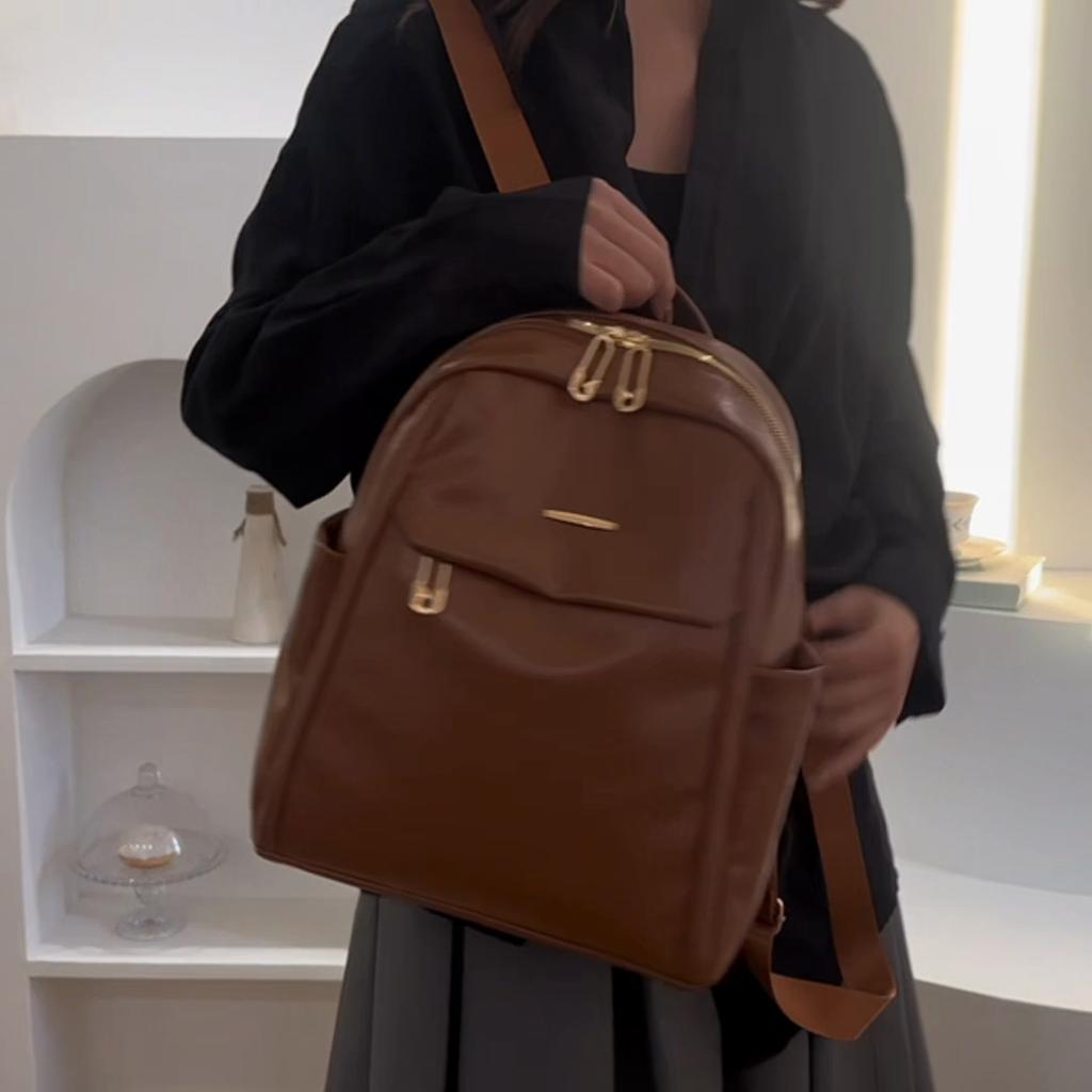Damen Reise Rucksack Pendler Leichtgewicht Weiches Leder Studenten Schultasche