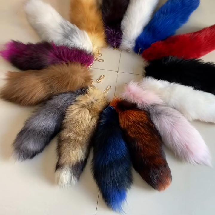 Fashion Big Fox Tail Keychain Bag Keyring Fluffy Decoration