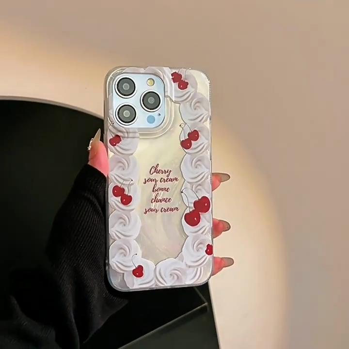 Custodia Artistica Crema Ciliegia per iPhone 17 iPhone 17 Pro Max