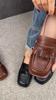 Johnature Scarpe con tacco basso e comode, in vera pelle, da donna, con punta quadrata, suola morbida, basse e slip-on