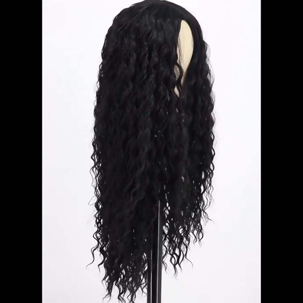 MISS WIG Afrika Frauen lange verworrene lockige natürliche schwarze Perücke ohne Pony synthetische Faser tiefe lockige schwarze Perücke