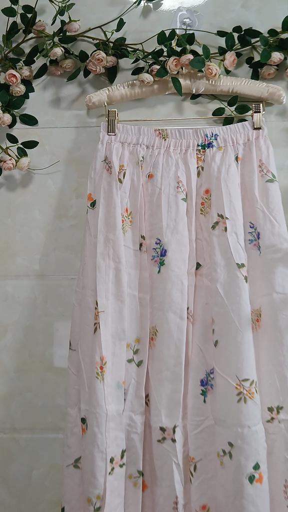 Chic de Prerie Primăvară Vară Femei Fustă Midi Talie Elastică Roz Pal Imprimeu Floral Fustă A-Line Elegantă Feminină Dulci Fuste Femei